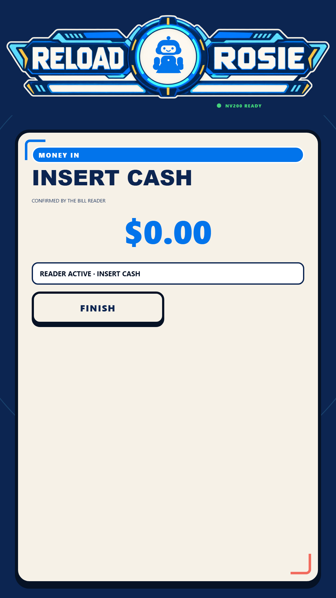 Rosie software insert cash screen